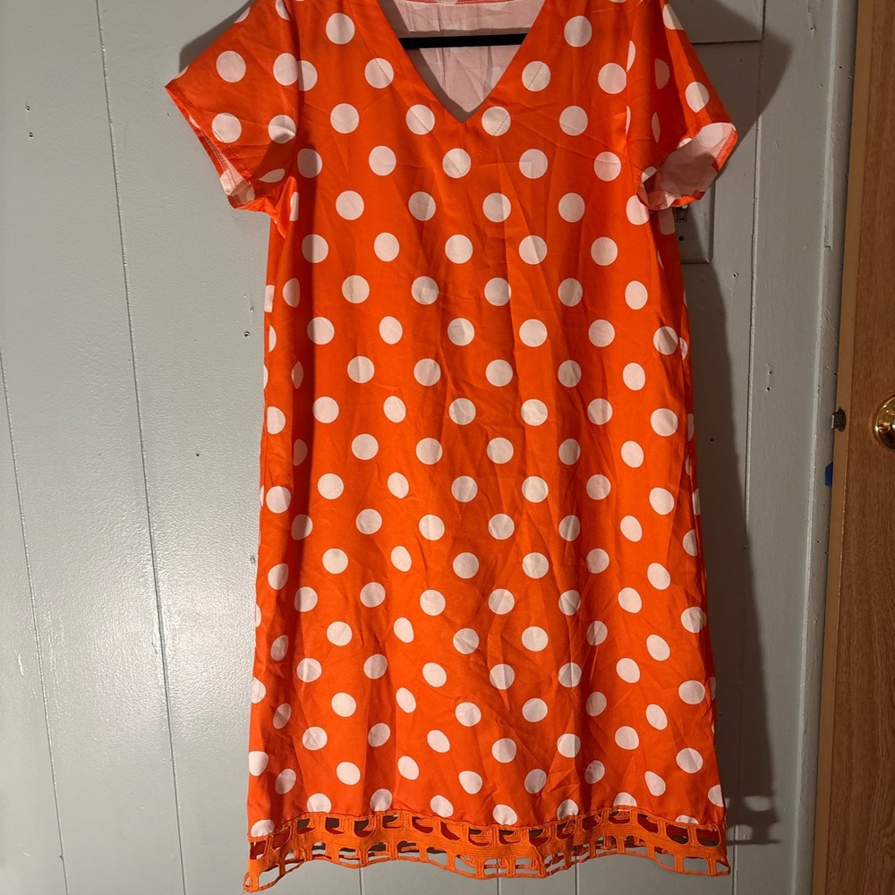 Vibrant Orange Polka Dot Mini Dress